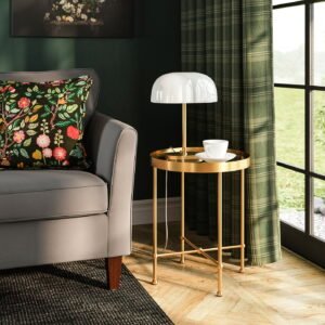 AKTERSPRING, Table lamp, opal white glass/brass-plated, 39 cm