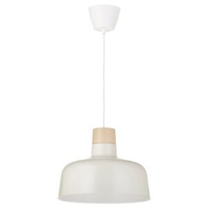 BUNKEFLO, Pendant lamp, white/birch, 36 cm