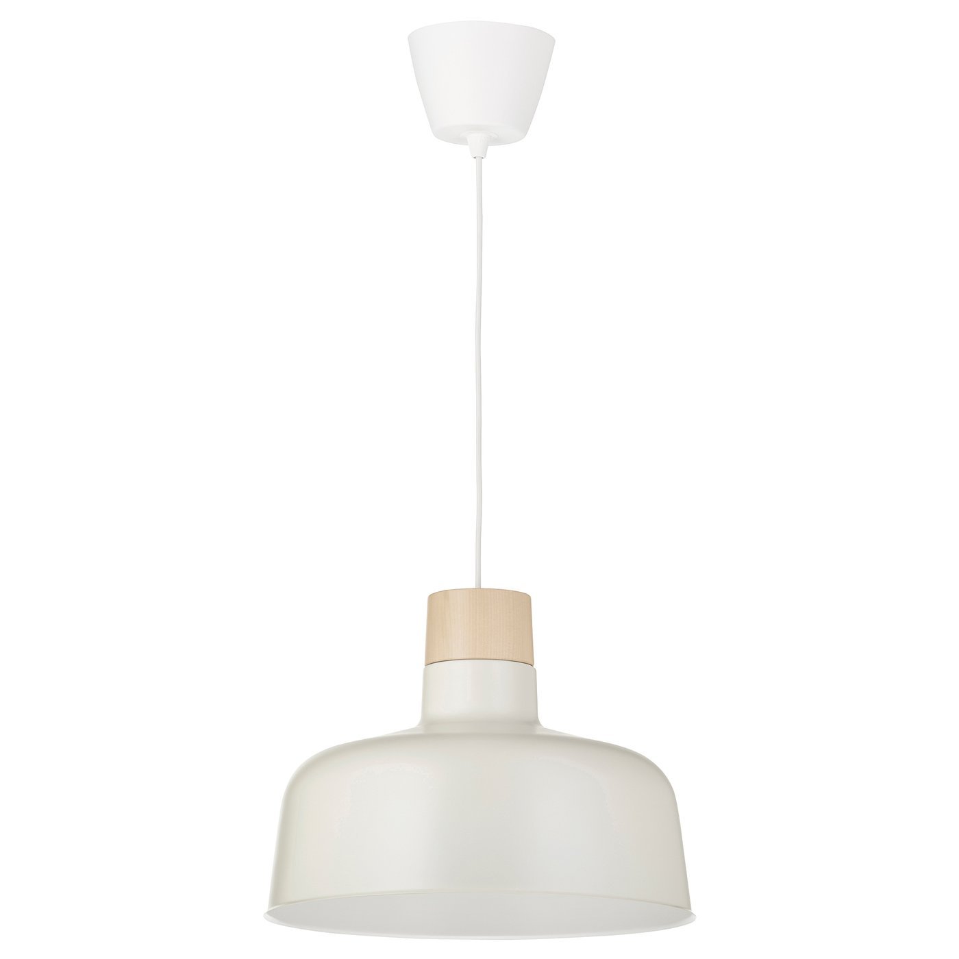 BUNKEFLO, Pendant lamp, white/birch, 36 cm