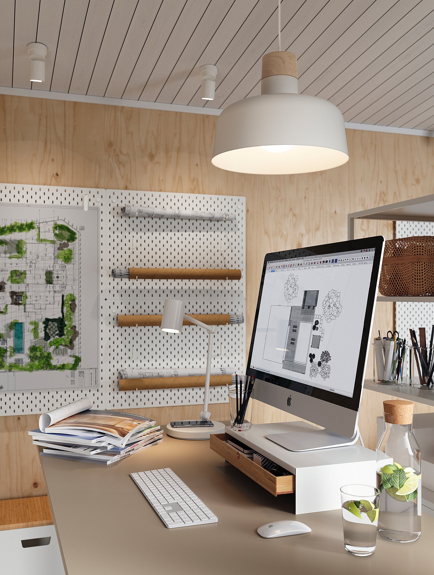 BUNKEFLO, Pendant lamp, white/birch, 36 cm - Image 5