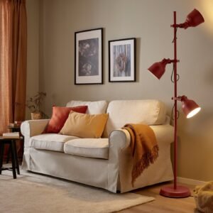 HEKTAR, Floor lamp with 3-spot, brown-red