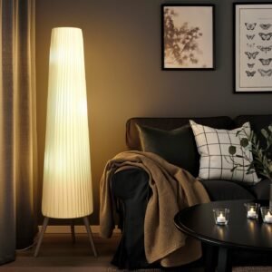 ÖKENSAND, Floor lamp, beech/white