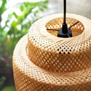 SINNERLIG, Pendant lamp, bamboo/handmade, 27 cm