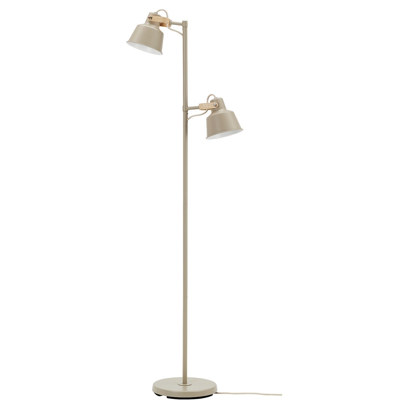 SJÖMAKT, Floor lamp with 2-spot, beige/ash - Image 3