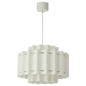 STOCKHOLM 2025, Pendant lamp, white textile/brass-plated, 50 cm