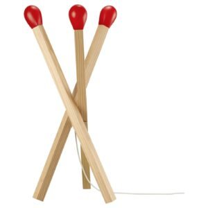STRÅLA, LED floor lamp, matchstick-shaped wood