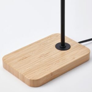 TVÄRHAND, Table lamp, black/bamboo